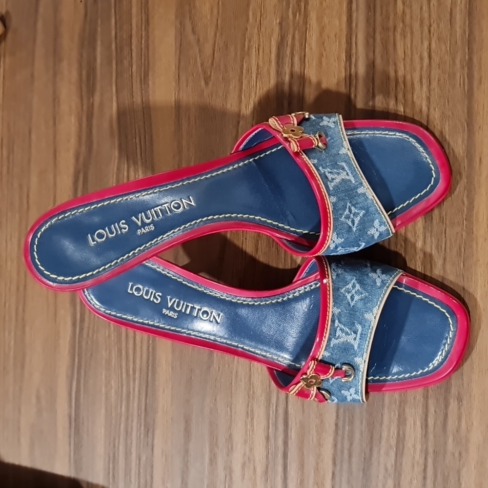 Louis Vuitton Women's Denim with Red Accent Sandal